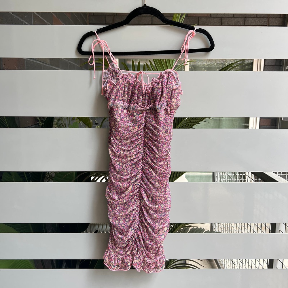 Nadia Floral Sheer Slip Mini Dress Size S